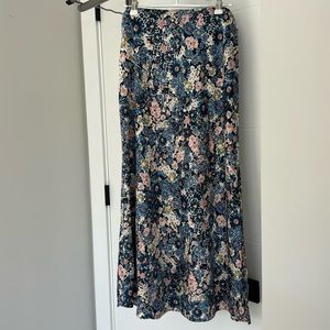 LOFT a-line multi blue floral skirt